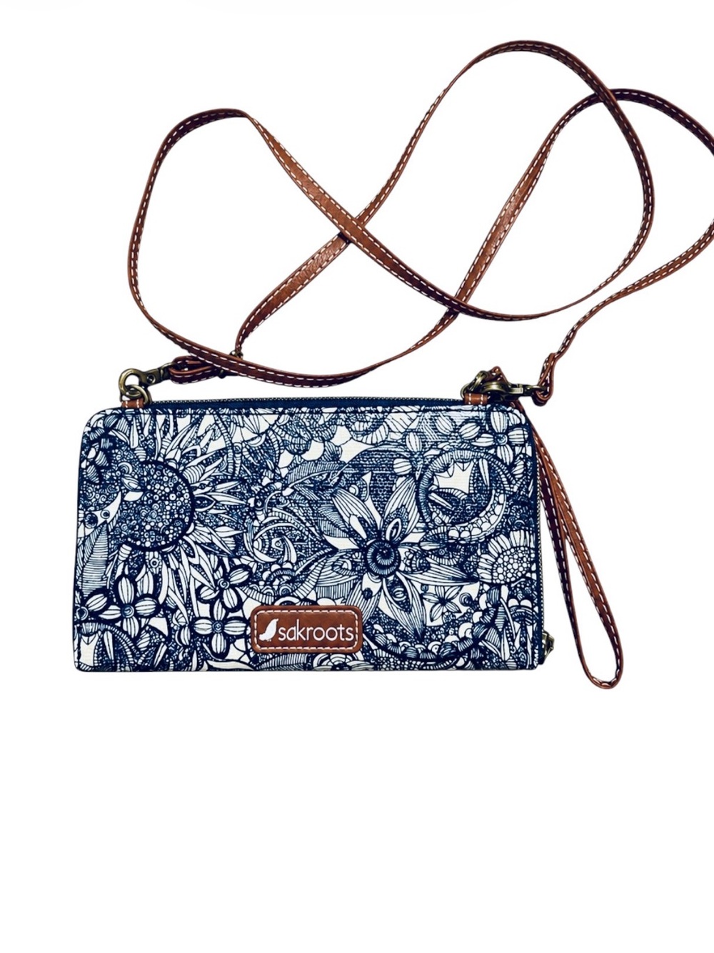 Sakroots Artist Circle Large Smartphone Crossbody wristlet bag Navy Spirit